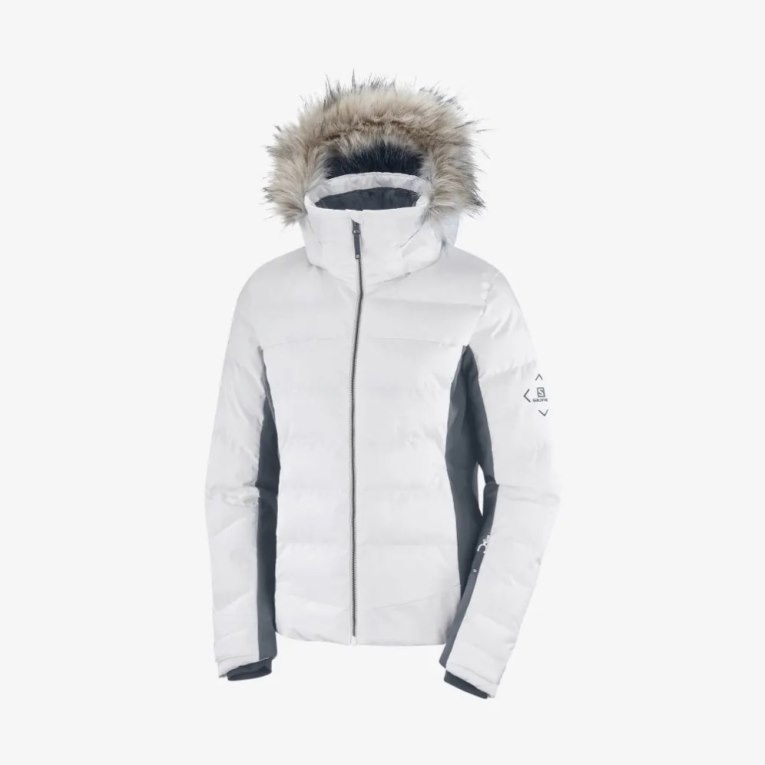 White Salomon Stormcozy Insulated Hoodie Women's Ski Jackets | IE TO9318